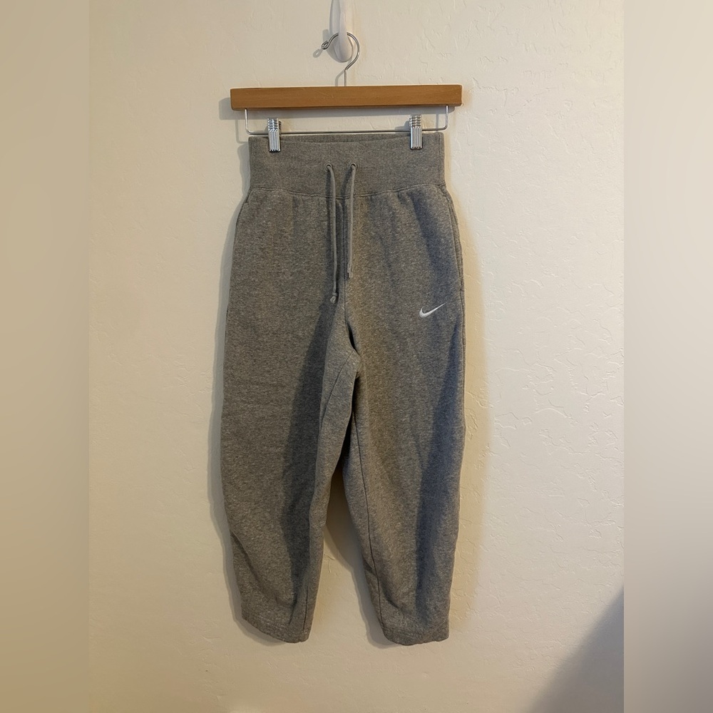 Nike Women's Gray Fleece Joggers with White Swoosh